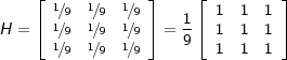 Noyau de convolution pour un filtre moyenneur 3x3